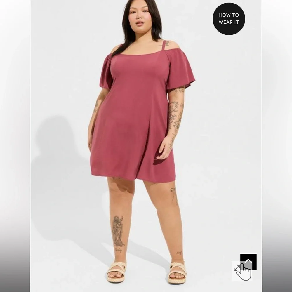 Torrid Mini Challis Cold Shoulder Trapeze Dress NWOT - Picture 1 of 5